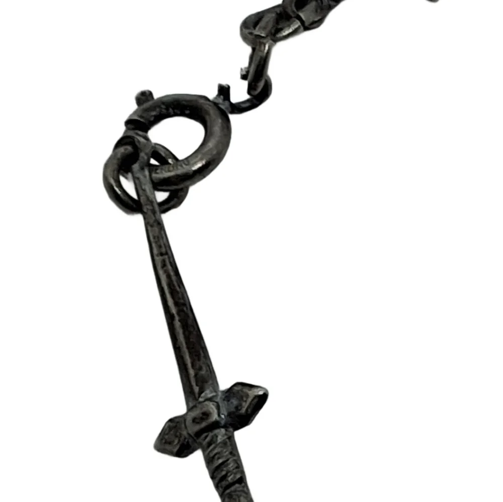 925 Silver Medieval Dagger Chain Link Bracelet Unique Statement Piece